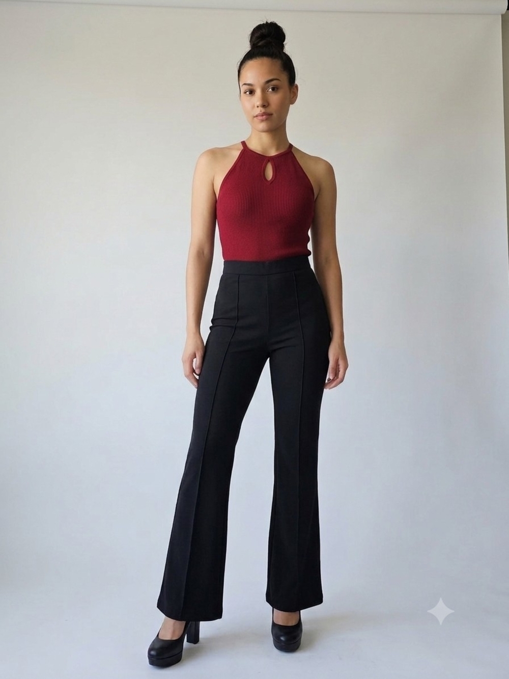Suzanne Betro High-Waist Black Flared Pants